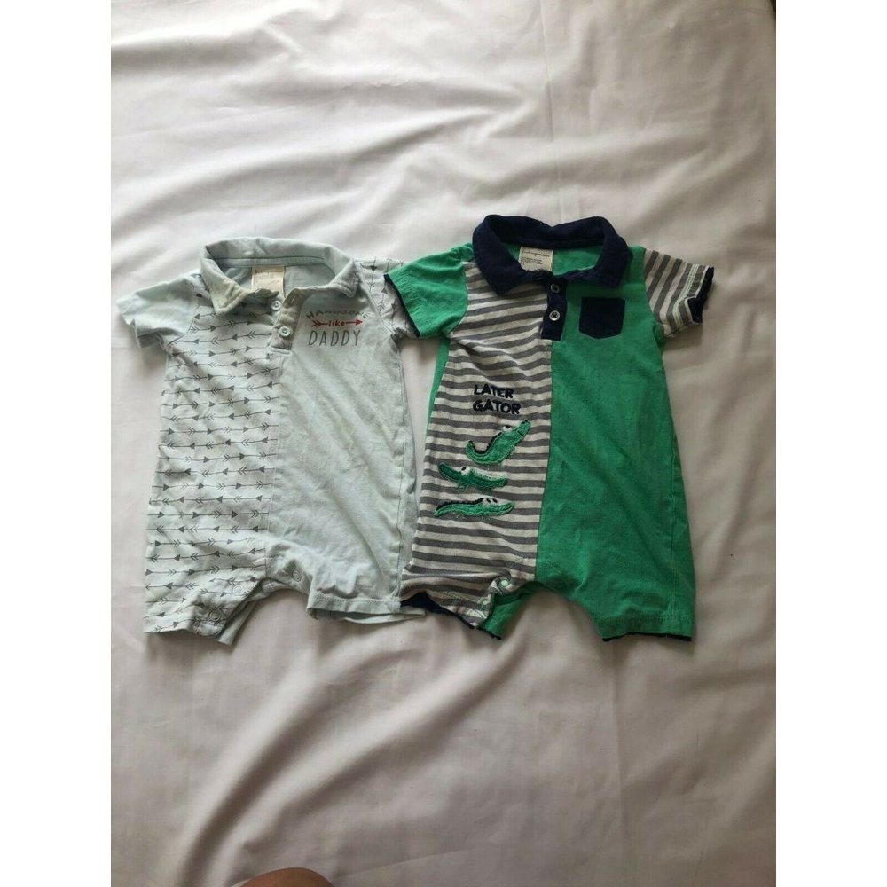 First Impressions Baby Boy's Set of 2 Bodysuits Short Sleeve 100% Cotton 3-6M
